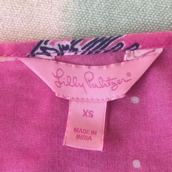 Lilly Pulitzer Hotty Pink Lady Loves Polka Dots Print Clementine Pullover Top - Picture 7 of 10